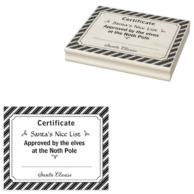Santa's Nice List Certificate Wood Art Stamp (Stamped)