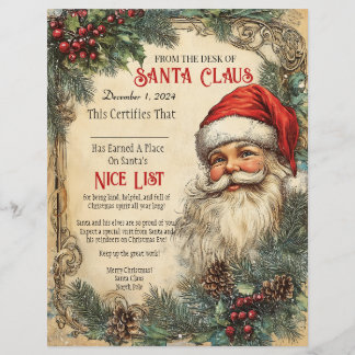 Santa's Nice List Certifications  Custom Letterhead