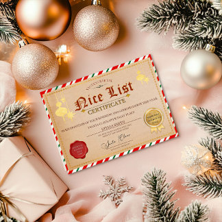 Santa's Nice List Christmas Certificate Postcard