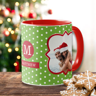 Santa's Nice List Christmas Photo Monogram Name Mug