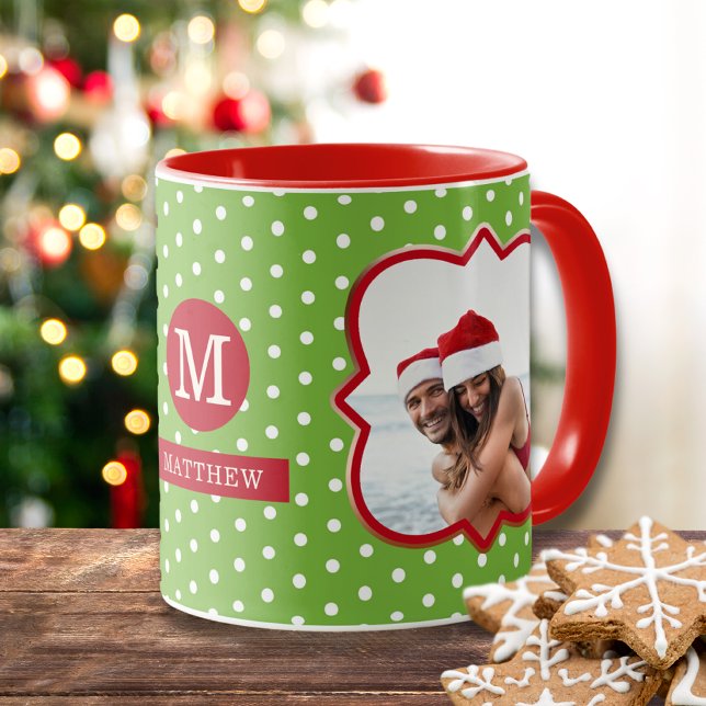 Santa's Nice List Christmas Photo Monogram Name Mug (Creator Uploaded)