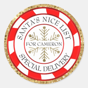 Santa's Nice List Gold Seal Custom Name Christmas