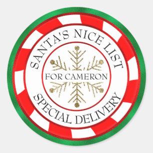 Santa's Nice List Green Seal Custom Name Christmas