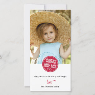Santa's Nice List Holiday Photo Card
