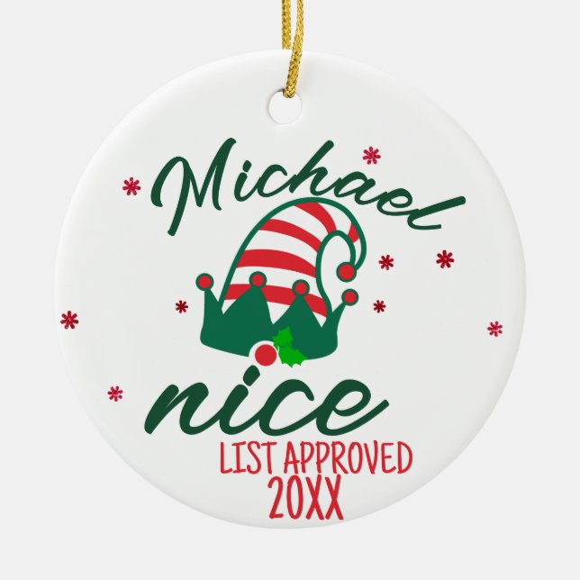Santa's Nice List Ornament - Personalised Name! (Front)