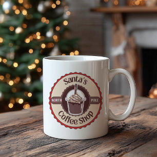 Santa's North Pole Coffee Shop Christmas Mug