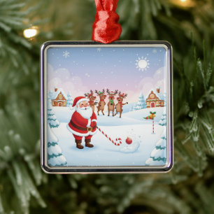 Santa's North Pole Holiday Golfing Fun Metal Tree Decoration