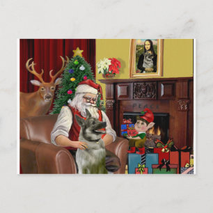 Santa's Norwegian Elkhound Holiday Postcard
