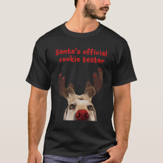 Santa'S Official Cookie Tester - Funny Holiday Dog T-Shirt