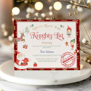 Santa's official Naughty List Certificate Invitation