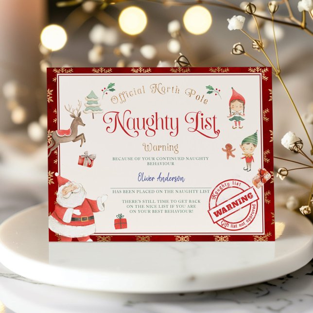 Santa's official Naughty List Certificate Invitation (Creator Uploaded)
