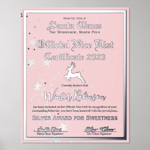 Santa's Official Nice List Certificate Foil Print