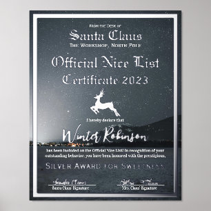 Santa's Official Nice List Certificate Foil Print