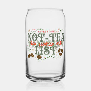 Santa's Official Not-Tea List Frosted Christmas Can Glass