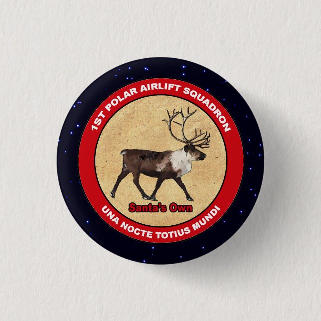 Santa's Own - 1st Polar Airlift Squadron 3 Cm Round Badge (Front)