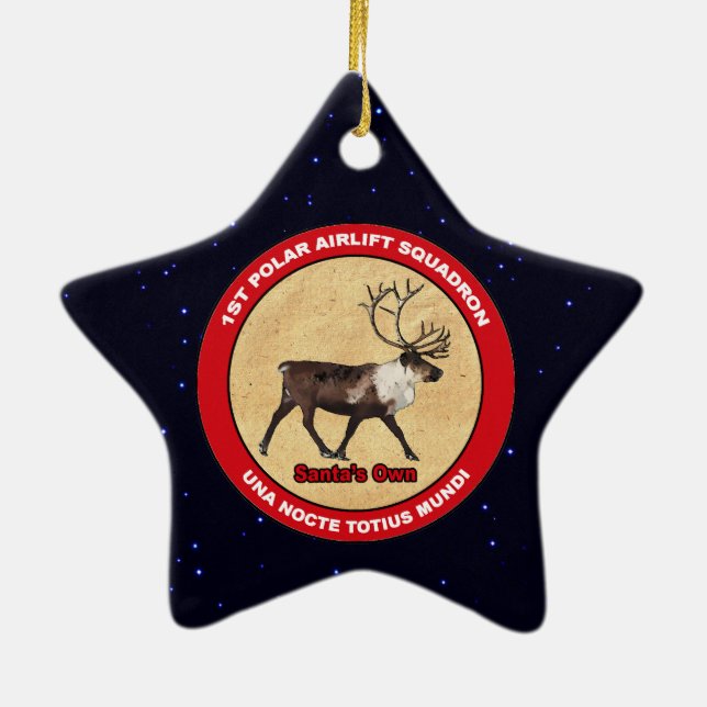 Santa's Own - 1st Polar Airlift Squadron Ceramic Tree Decoration (Back)