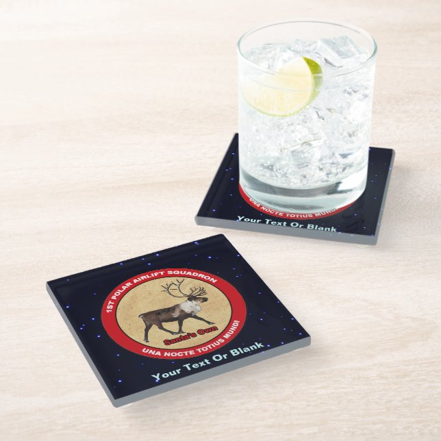 Santa's Own - 1st Polar Airlift Squadron Glass Coaster (Angled)