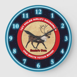 Santa's Own - 1st Polar Airlift Squadron Large Clock