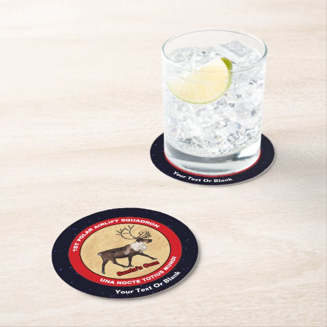Santa's Own - 1st Polar Airlift Squadron Round Paper Coaster (Insitu)