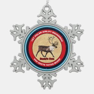 Santa's Own - 1st Polar Airlift Squadron Snowflake Pewter Christmas Ornament