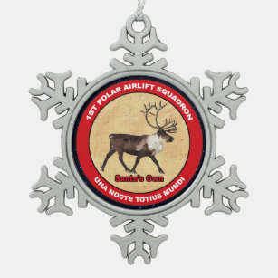 Santa's Own - 1st Polar Airlift Squadron Snowflake Pewter Christmas Ornament