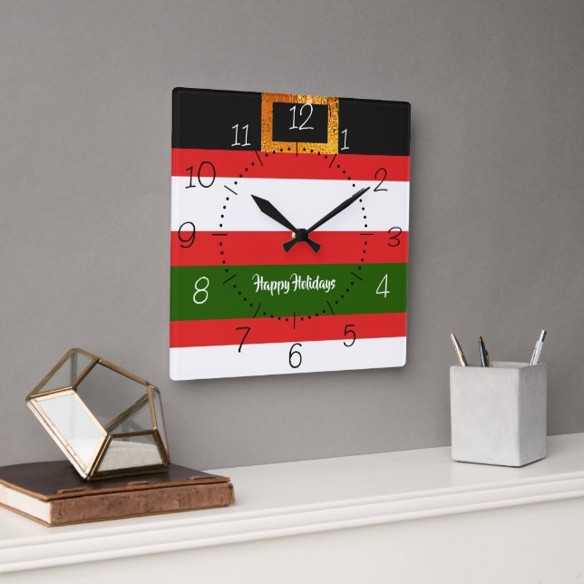 Santa's pants design Christmas season  Square Wall Clock (Office)