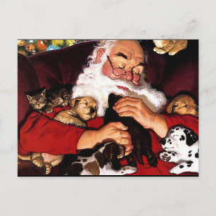 Santa's Pets Holiday Postcard