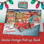 Santas Pick-up Truck   USA Flag Christmas Cards<br><div class="desc">Santas Pick-up Truck USA Flag Christmas Cards feature the big man himself in his classic Pick Up Truck. Send warm wishes for a happy holiday season to your friends, family associates with our Retro Christmas Cards! Customise the greeting inside, add a photo or logo, and sign in your choice of font....</div>