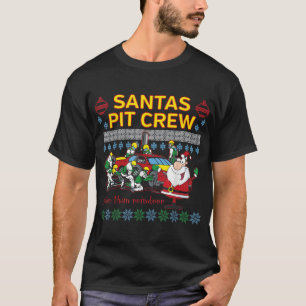 Santa's Pit Crew Race Car Ugly Christmas T-Shirt