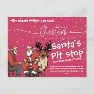 Santa's Pit Stop   Automotive Christmas Tune-Up Holiday Postcard