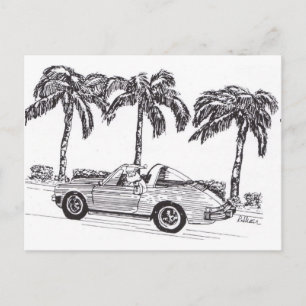 Santa's Race Car Holiday Postcard