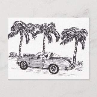 Santa's Race Car Holiday Postcard