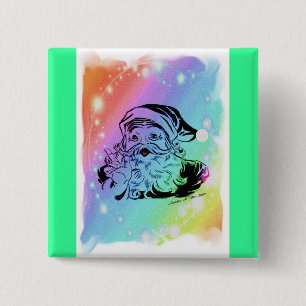Santa's Rainbow 15 Cm Square Badge