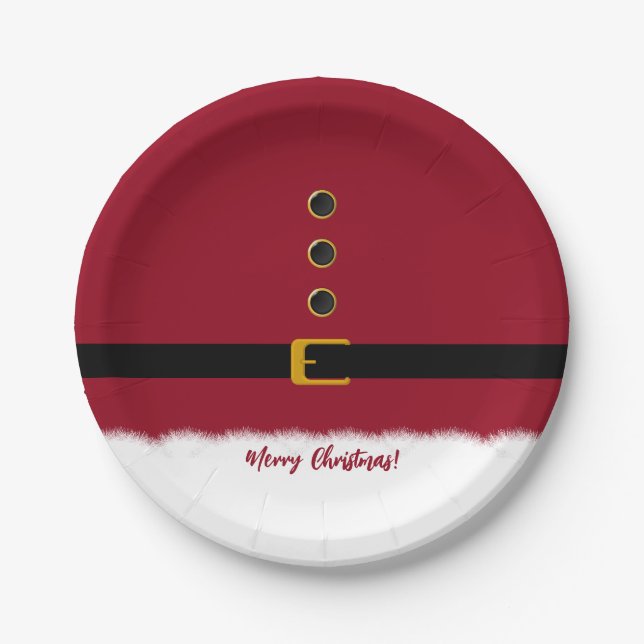 Santas Red Outfit- Christmas- Paper Plate (Front)