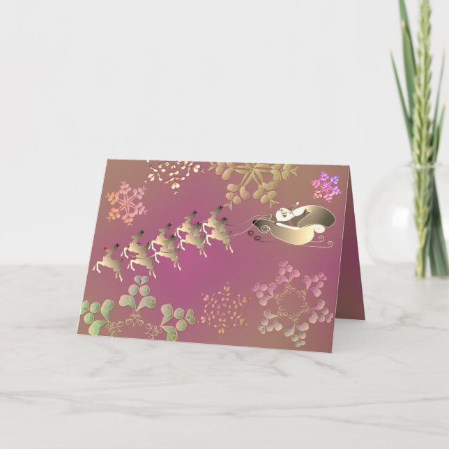 Santa's Reindeer and Snowflakes Card (Front)