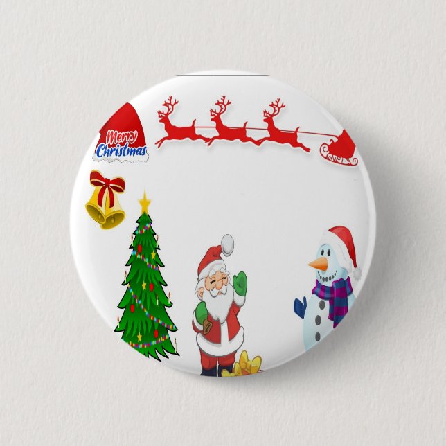 Santa's reindeer car 6 cm round badge (Front)