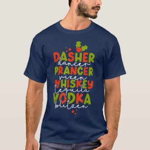 Santa's Reindeer Drinking Lineup Christmas Party D T-Shirt