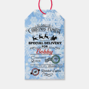 Santa's Reindeer Express Christmas Delivery w Name Gift Tags