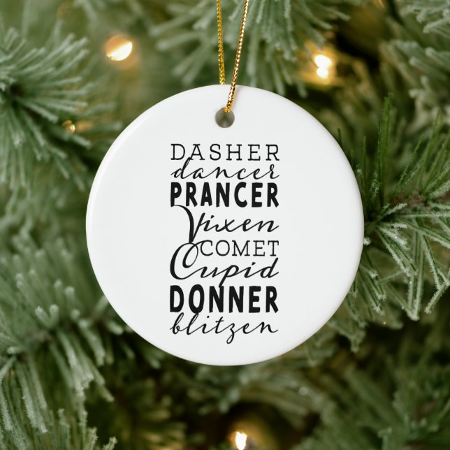 Santa's Reindeer Festive Winter Round Ceramic Tree Decoration (Tree)