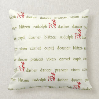 Santa's Reindeer Names Christmas pillow