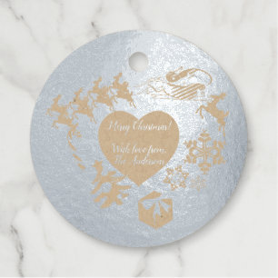 Santa's Reindeer Photo Christmas Silver Foil  Favour Tags