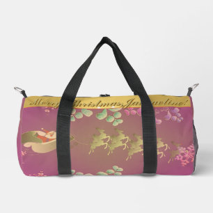 Santa's Reindeer Purple  Duffle Bag