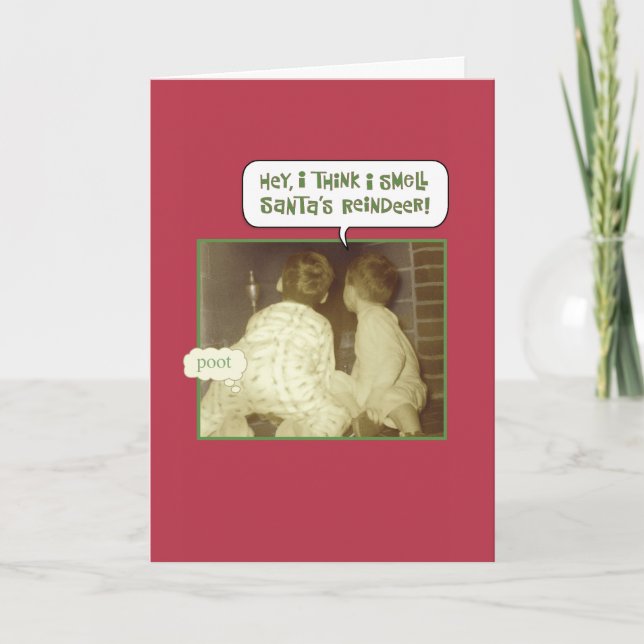 Santa's Reindeer Smell Christmas Holiday Card (Front)