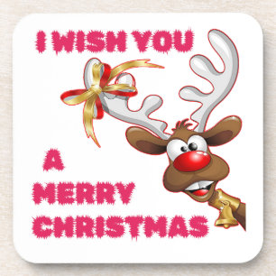 SANTA'S REINDEER WISHES YOU A MERRY CHRISTMAS COASTER