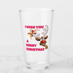 SANTA'S REINDEER WISHES YOU A MERRY CHRISTMAS GLASS