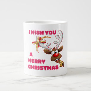 SANTA'S REINDEER WISHES YOU A MERRY CHRISTMAS LARGE COFFEE MUG