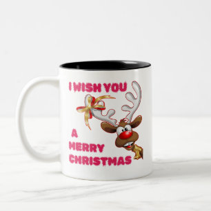 SANTA'S REINDEER WISHES YOU A MERRY CHRISTMAS Two-Tone COFFEE MUG