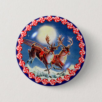 SANTA'S REINDEER & WREATH by SHARON SHARPE 6 Cm Round Badge
