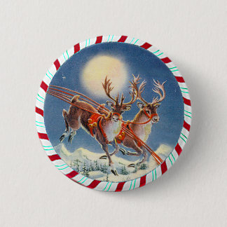 SANTA'S REINDEER & WREATH by SHARON SHARPE 6 Cm Round Badge