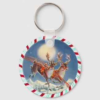 SANTA'S REINDEER & WREATH by SHARON SHARPE Key Ring